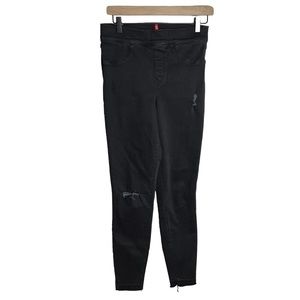 Spanx Black Vintage Distressed Ankle Skinny Raw Hem Pull On Jeans Medium